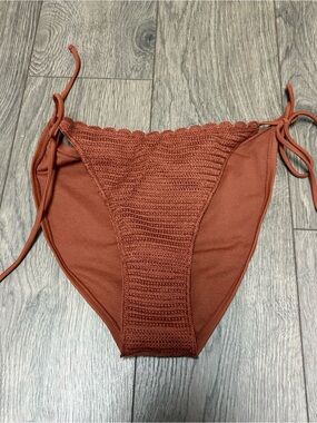 Brown crochet cheeky bikini bottoms tie side string sexy low rise